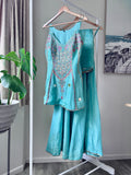 Turquoise Mirror Work Palazzo