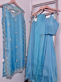 Azure Scalloped Kurti Set